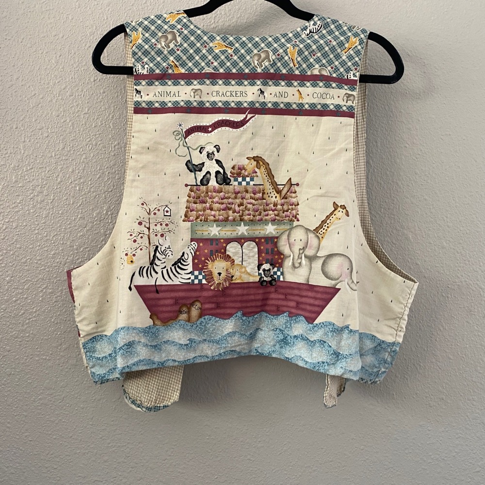 Vintage 90s Handmade Vest One Size Noah's Ark Weirdcore Kidcore Unique Patchwork